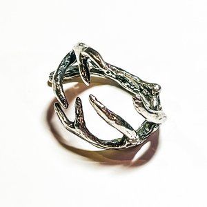 Size 9 Sterling Silver Antler Open Ring